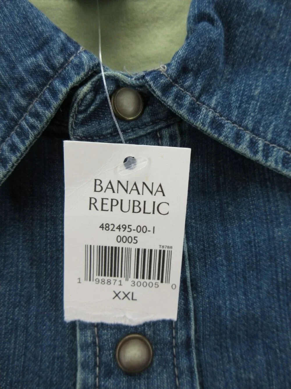 VGT Banana Republic Shirt XXL Western Pearl Snap Denim Cowboy Faded NEW